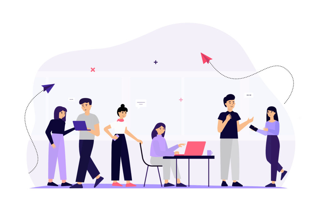 business team communicating via social media